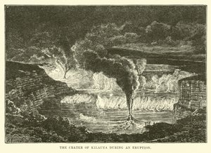 Bir patlama sırasında Kilauea Krateri by English School