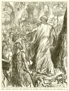 Druidler, Britanyalıları Romalıların karaya çıkmasına karşı çıkmaya teşvik ediyor, M.Ö. 55 by English School
