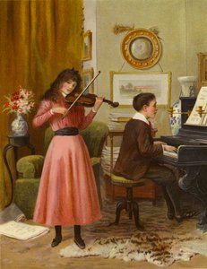 Düet (renkli taş baskı) by English School