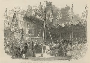 Wellington Dükü Waterloo Kışlasının ilk taşını döşerken