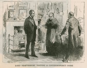 Shaftesbury Kontu; Lord Shaftesbury bir maliyet satıcısının evini ziyaret ediyor by English School
