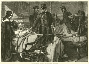 İmparator, yaralı askerlerini ziyaret ediyor, Mayıs 1871 by English School