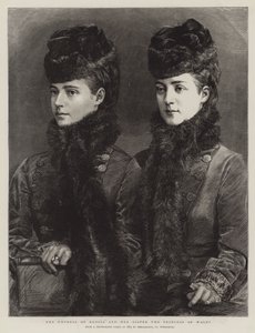 Rusya İmparatoriçesi ve kız kardeşi Galler Prensesi (gravür) by English School