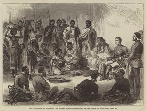 Habeşistan Seferi, Sir Robert Napier, Tigre Prensi tarafından ağırlandı (gravür) by English School