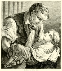 Baba ve Hasta Çocuğu (gravür) by English School