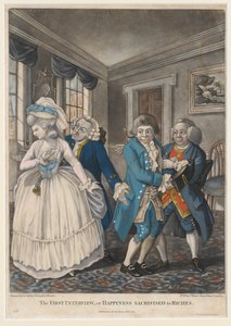 İlk Röportaj veya Zenginliğe Kurban Edilen Mutluluk, 1784 (el boyaması mezzotint) by English School