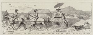 Yukarı Burma'daki İlk Protestan Düğünü, Gelinin Kiliseye Nasıl Gittiği (gravür) by English School