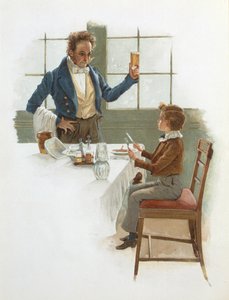 Güleryüzlü Garson, Charles Dickens (1812-70) tarafından David Copperfield (1850) çizimi by English School