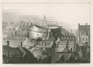 The Globe Theatre, Bankside, Southwark, Londra by English School