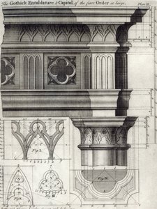 Gotik Entablature ve Birinci Düzenin Başkenti, 1741 by English School
