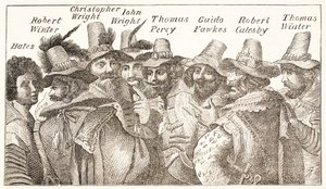 Barut Komplosu Komplocuları, bir 1606 gravüründen sonra by English School