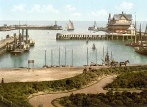 The Harbour, Lowestoft (el ile renklendirilmiş fotoğraf) by English School