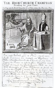 Yüksek Kilise Şampiyonu, Kendi Davasını Savunuyor, 1709 by English School