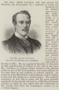 Saygıdeğer Alfred Lyttelton, Warwick ve Leamington için Yeni Milletvekili (gravür) by English School