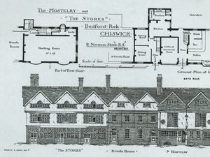 The Hostelry and The Stores, Bedford Park, Chiswick, The Building News, 1877 by English School
