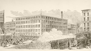 Temmuz 1863'te New York Taslak İsyanları sırasında İkinci Cadde'deki Olay (taştan taş) by English School