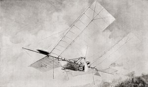 19. yüzyılda uçuşta Langley Havaalanı uçan makine. 1897'de yayınlanan The Strand Magazine'den. by English School