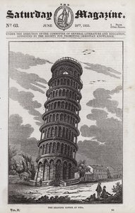 Eğik Pisa Kulesi (gravür) by English School