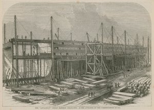 1855 yılının başında ortaya çıktığı haliyle Leviathan (Büyük Doğu) buharlı gemisi by English School