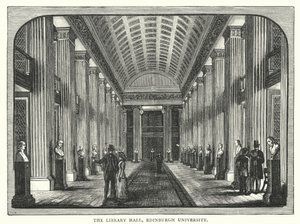 Kütüphane Salonu, Edinburgh Üniversitesi (gravür) by English School