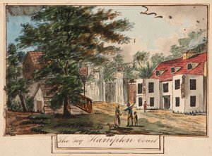 Aslan Kapısı ve Kralın Kolları, c.1743 (kağıt üzerine suluboya) by English School