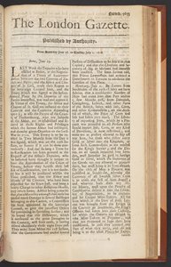 The London Gazette, sayı 5655, sayfa 1, 28 Haziran 1718 (baskı) by English School