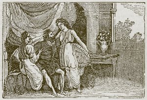 Adam ve İki Karısı (gravür) by English School