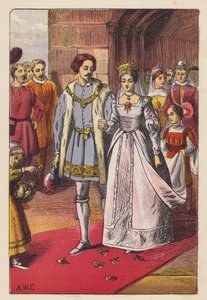 Cinderella#39;nın Düğünü (renkli litho) by English School