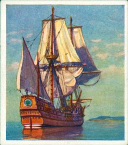 "Mayflower" (renkli taş baskı) by English School