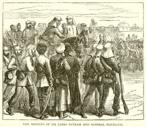 Sir James Outram ve General Havelock'un Toplantısı by English School