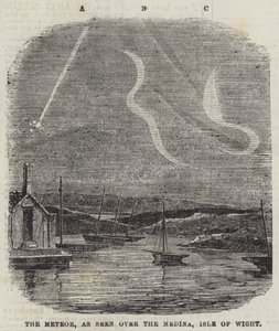Meteor, Medine üzerinde görüldüğü gibi, Wight Adası (gravür) by English School