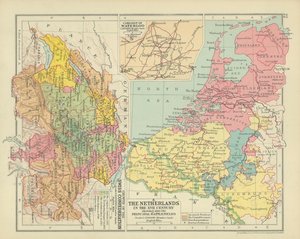 Başlıca Savaş Alanlarını da Gösteren XVII. Yüzyılda Hollanda (renkli taş baskı) by English School
