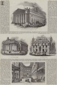 New Royal Exchange, Londra, alternatif tasarımlarla (gravür) by English School