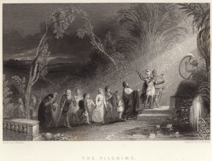 The Pilgrims (gravür) by English School