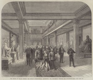 Galler Prensi Dublin Uluslararası Sergisini açıyor, Heykel Salonundan Geçit (gravür) by English School