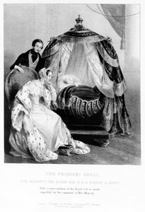 Kraliyet Prensesi, Majesteleri Kraliçe ve SAİK Prens Albert, kraliyet karyolası ile, c.1840 by English School