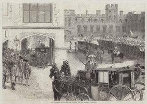 Prenses, St George Şapeli için Şatoyu terk ediyor (gravür) by English School