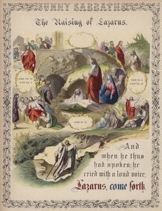 Lazarus'un Dirilişi (renkli gravür) by English School
