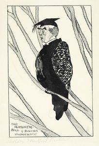 Rasher-Bill (Divers Oxoniensis): Hastings Rashdall (1858-1924) (kağıt üzerinde kalem ve mürekkep ve kurşun kalem) by English School