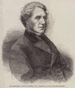Sayın Edward Cardwell, MP, Kolonilerden Sorumlu Devlet Bakanı (gravür) by English School