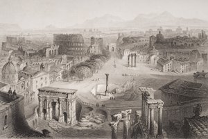 A. Willmore tarafından oyulmuş Capitoline Tepesi, Roma, Roma Forumu by English School
