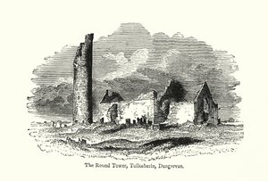 Yuvarlak Kule, Tullosherin, Dungarvan (gravür) by English School