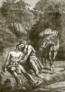 Samaritan ve yol kenarındaki yaralı adam by English School