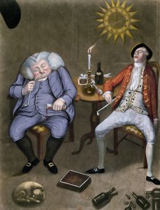 Şişenin ve Arkadaşın Katı Keyfi, 1774 (guajla zenginleştirilmiş renkli lito) by English School