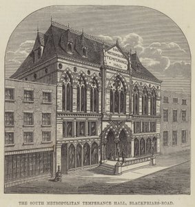 Güney Metropolitan Temperance Hall, Blackfriars-Road (gravür) by English School