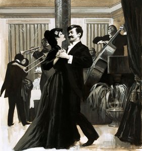 Cazın Öyküsü: "cakewalk" dansı (kağıt üzerinde guaj) by English School