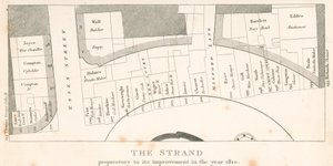 The Strand, Londra, 1810 yılındaki iyileştirmesinden önce; alan planı by English School