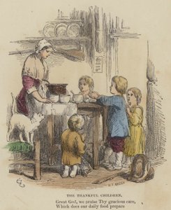 Minnettar Çocuklar (renkli gravür) by English School