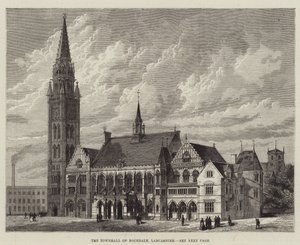 Rochdale Belediye Binası, Lancashire (gravür) by English School