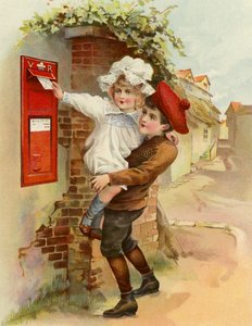 The Village Letter-Box (renkli taş baskı) by English School
